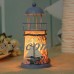 Vintage Mediterranean Style Candlestick Nautical Lighthouse Candelabrum Candle LED Holder Iron House Home Decor Ornament Gifts 14.5x6.6cm   